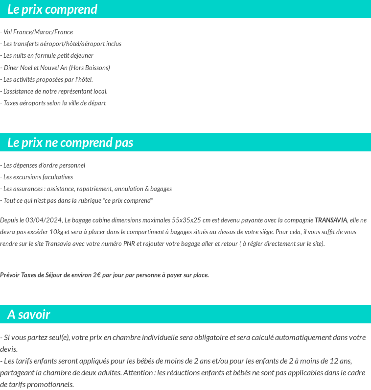 Conditions tarifaires