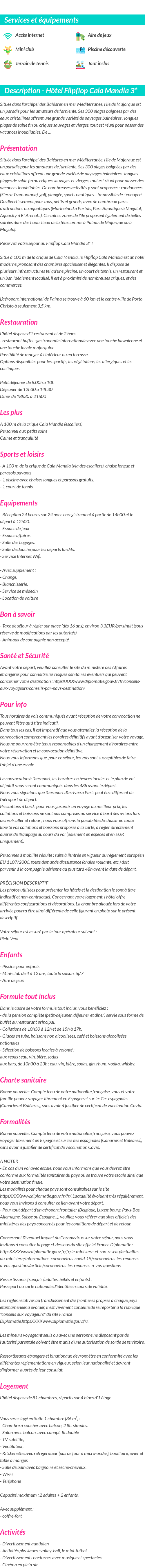 Détails du séjour