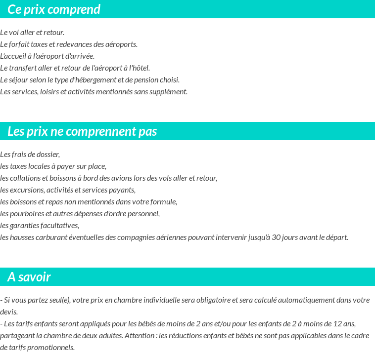 Conditions tarifaires