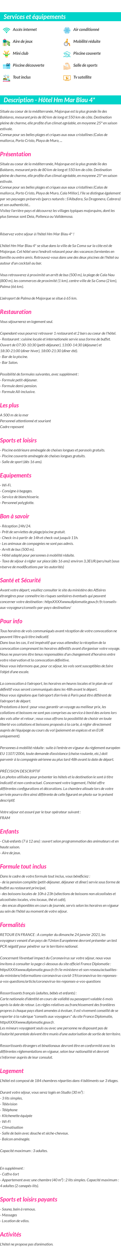 Détails du séjour