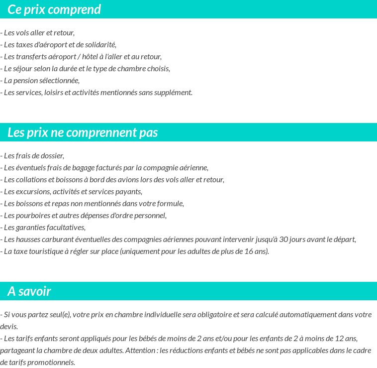 Conditions tarifaires
