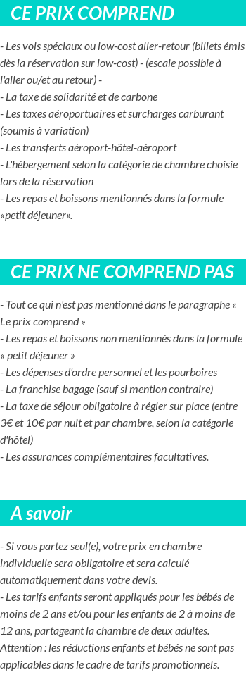 Conditions tarifaires