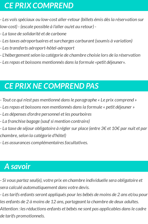 Conditions tarifaires