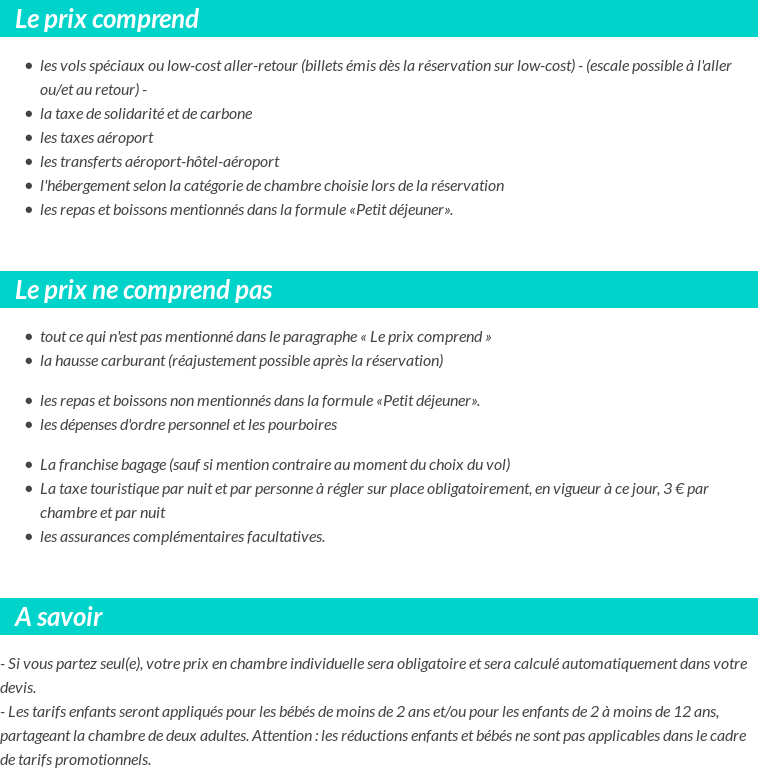 Conditions tarifaires