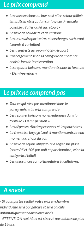 Conditions tarifaires