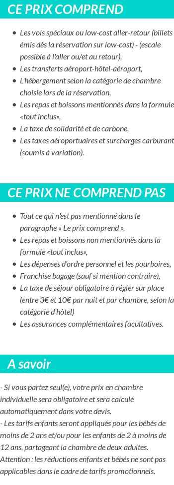 Conditions tarifaires