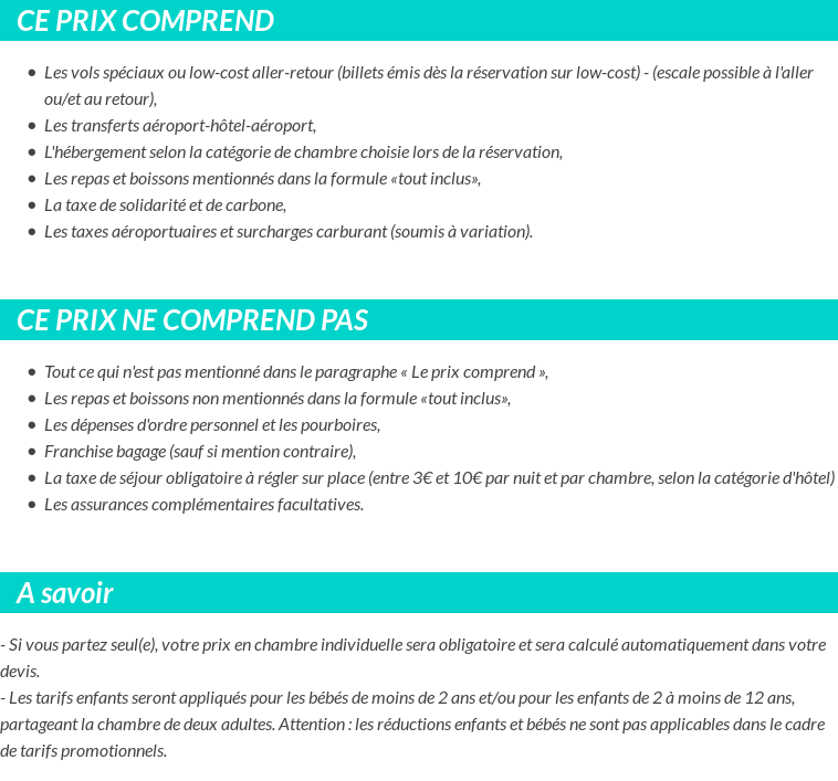 Conditions tarifaires