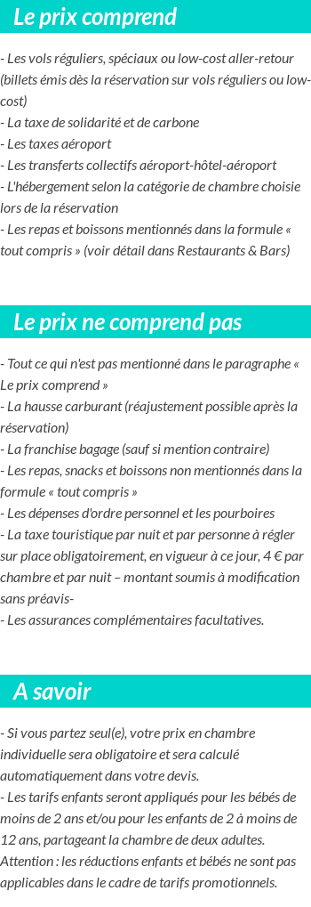 Conditions tarifaires