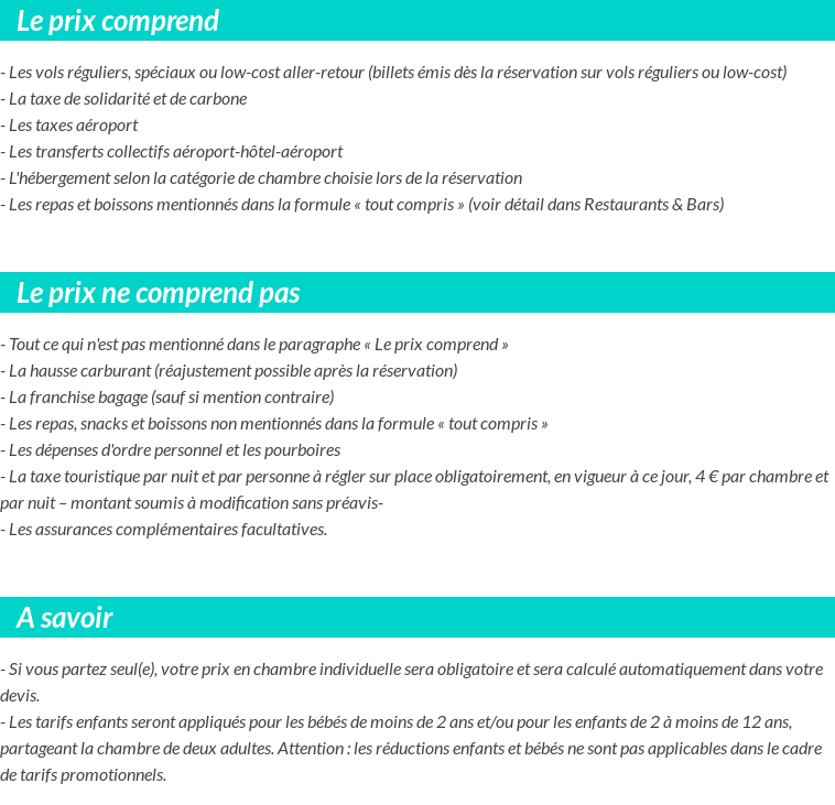 Conditions tarifaires