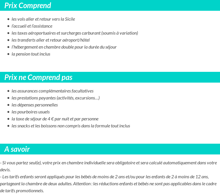 Conditions tarifaires