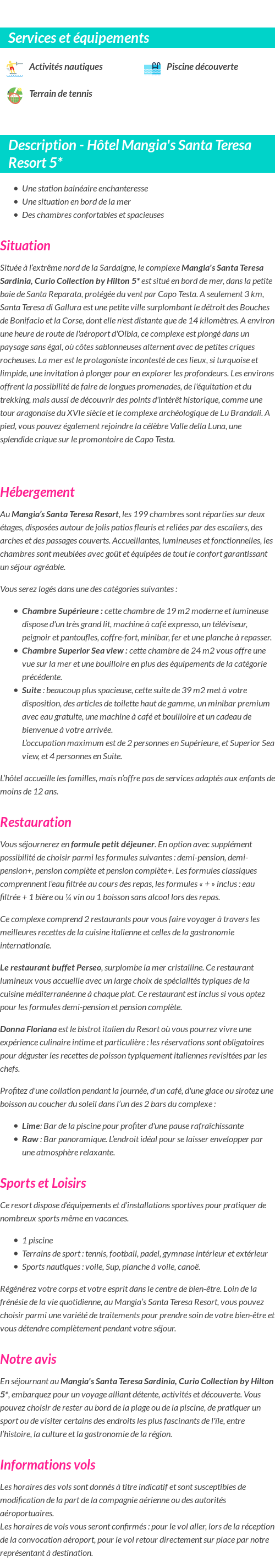 Détails du séjour