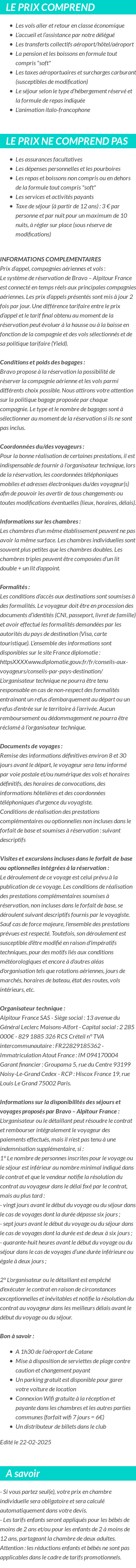 Conditions tarifaires