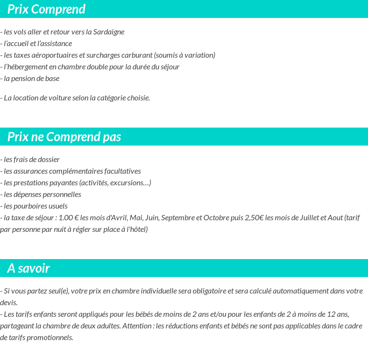 Conditions tarifaires