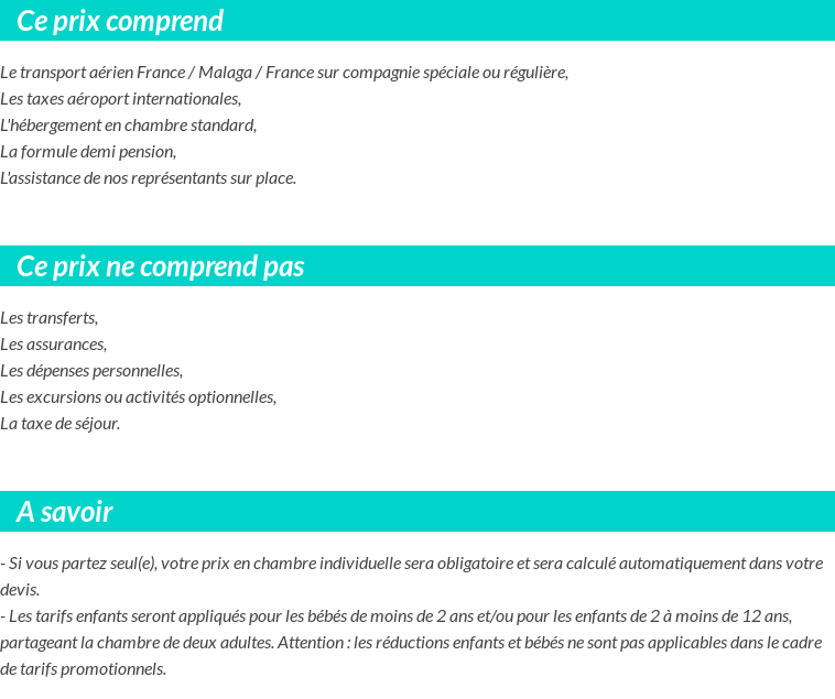 Conditions tarifaires
