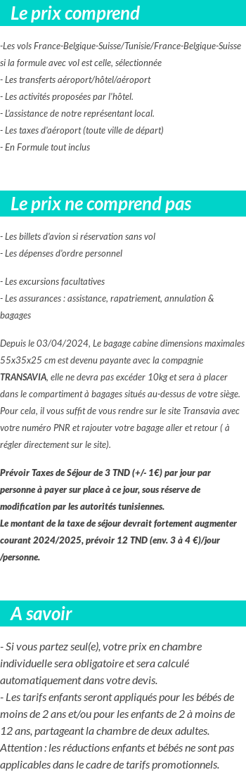 Conditions tarifaires