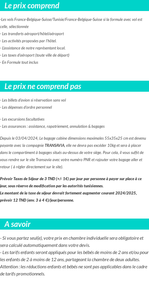 Conditions tarifaires