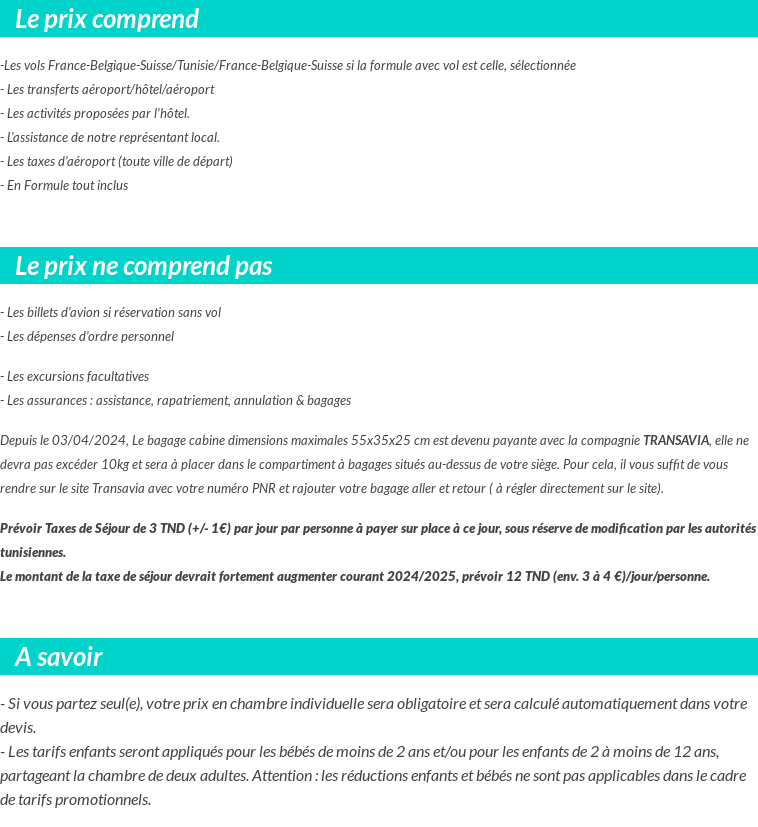 Conditions tarifaires