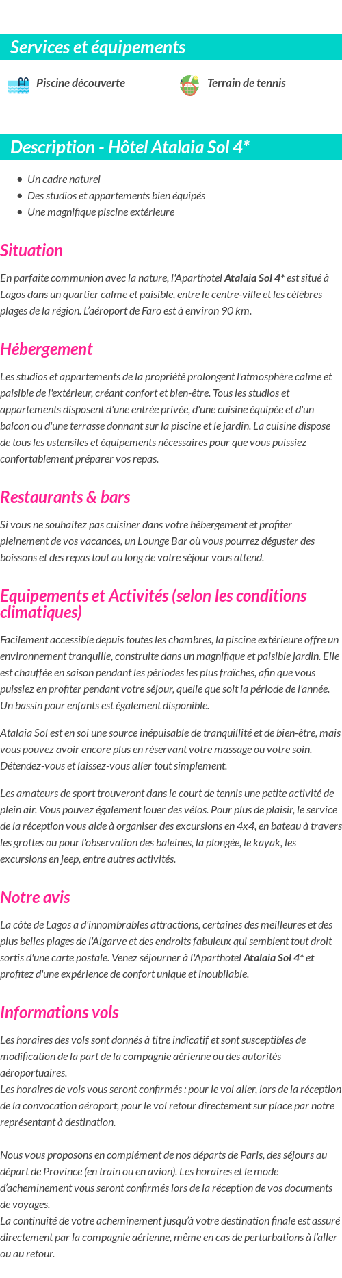Détails du séjour