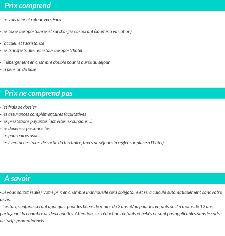 Conditions tarifaires