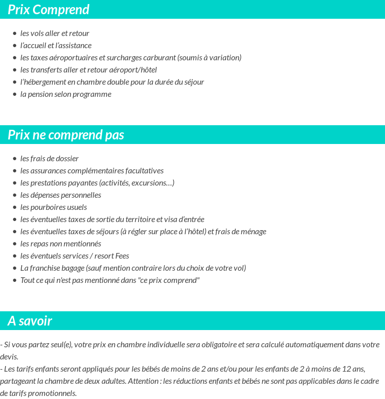 Conditions tarifaires