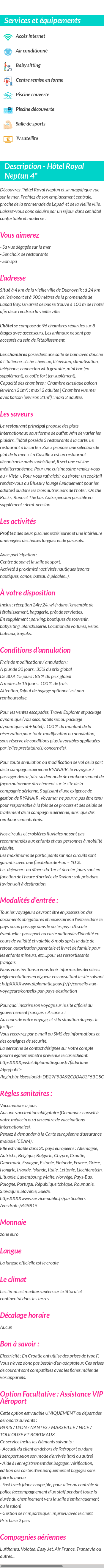 Détails du séjour
