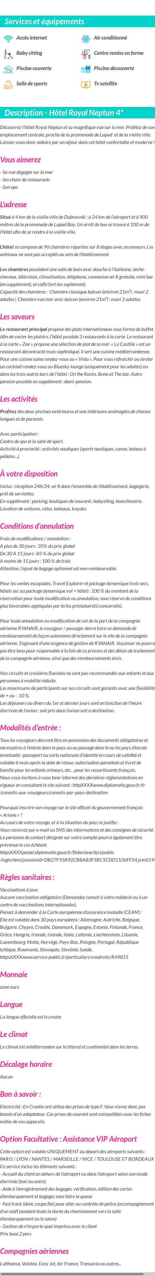 Détails du séjour