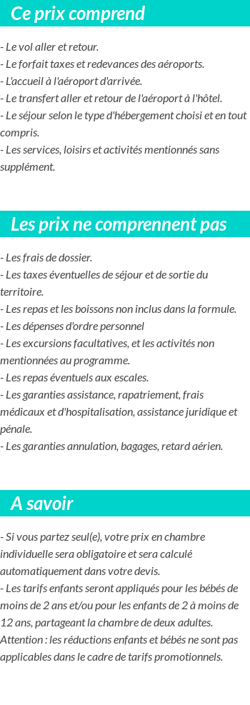 Conditions tarifaires