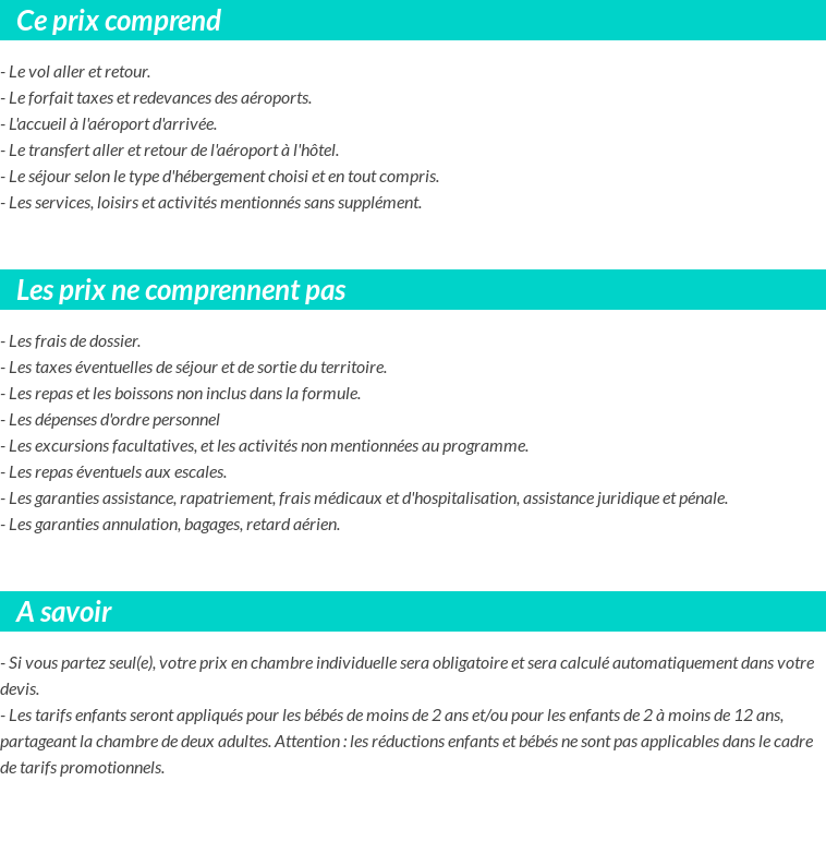 Conditions tarifaires