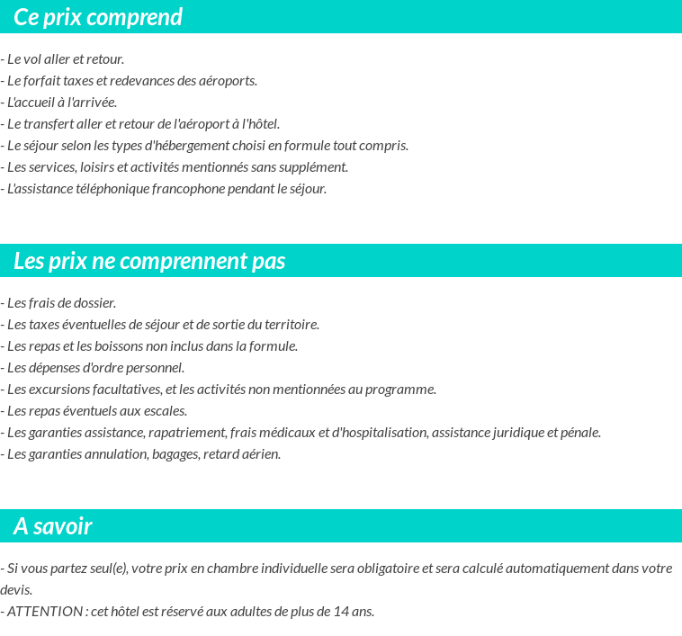 Conditions tarifaires