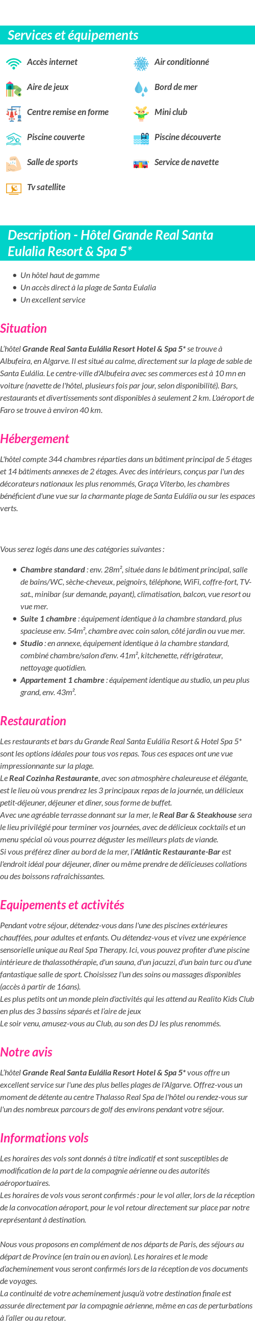 Détails du séjour