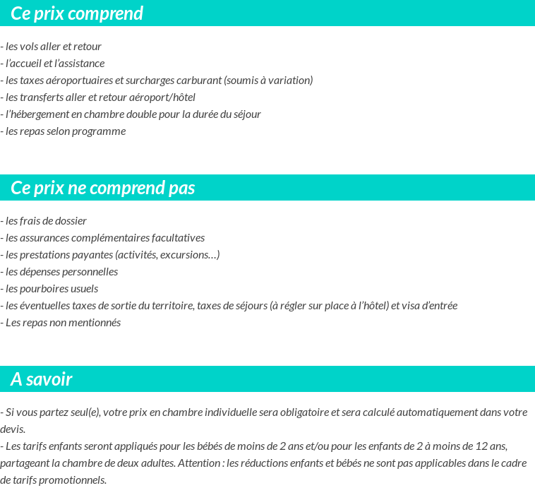 Conditions tarifaires