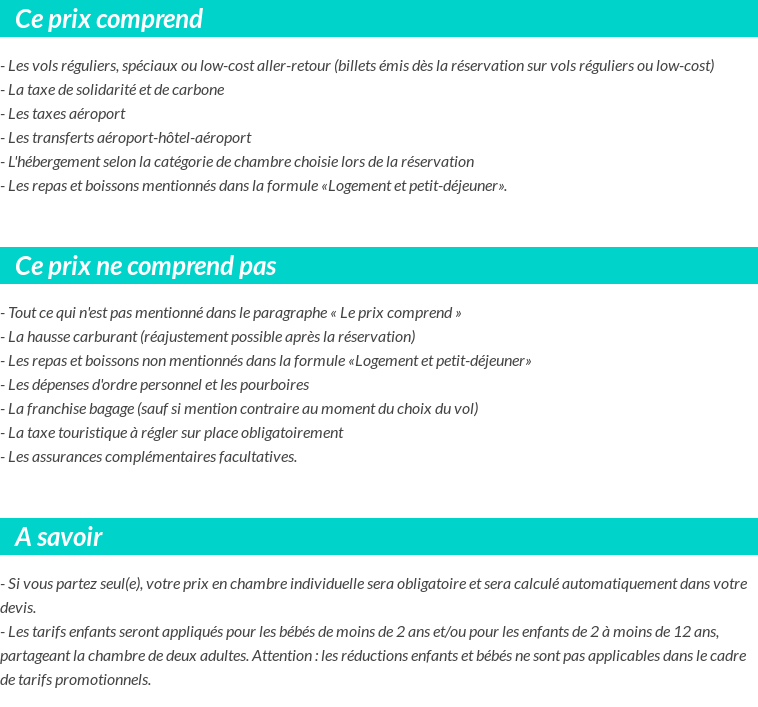 Conditions tarifaires