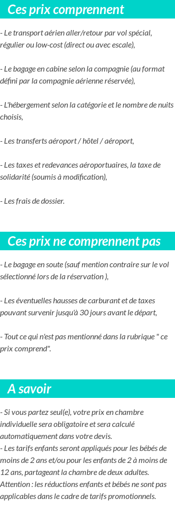 Conditions tarifaires