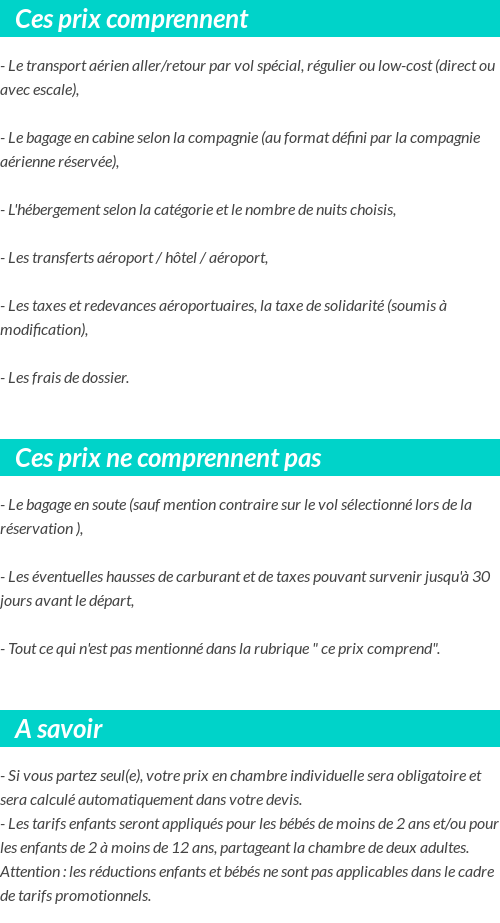 Conditions tarifaires