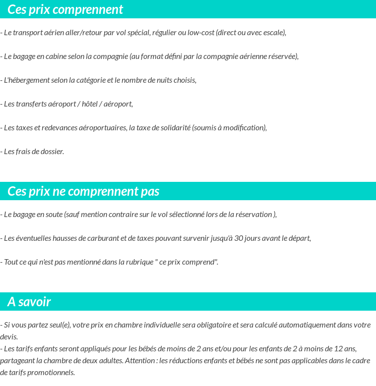 Conditions tarifaires
