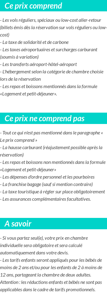 Conditions tarifaires