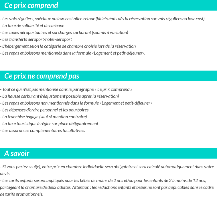 Conditions tarifaires