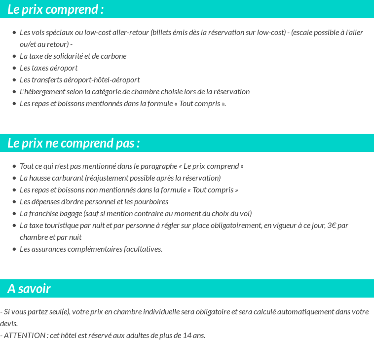 Conditions tarifaires