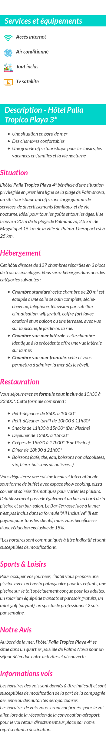 Détails du séjour