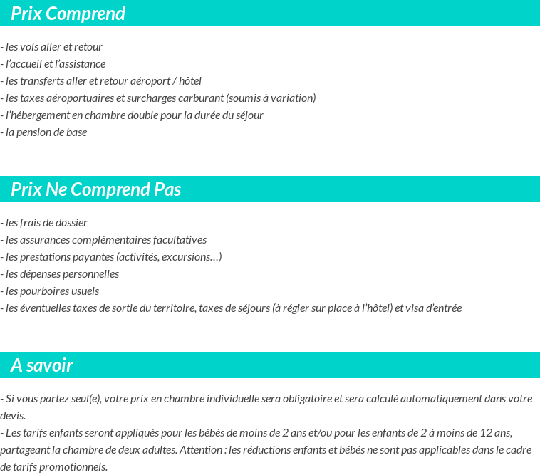 Conditions tarifaires