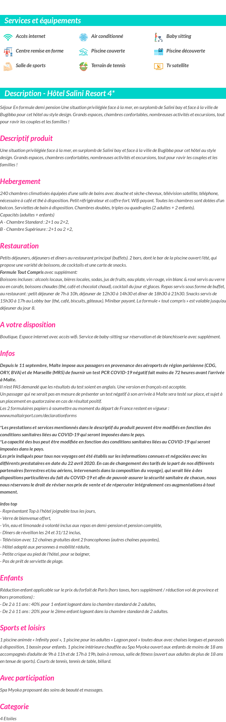 Détails du séjour