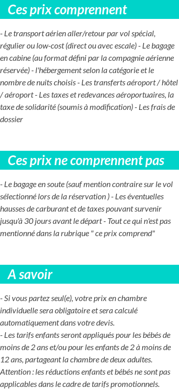 Conditions tarifaires