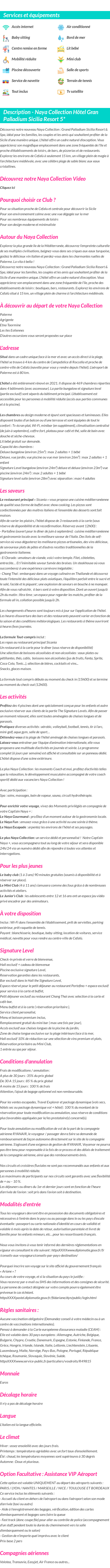 Détails du séjour
