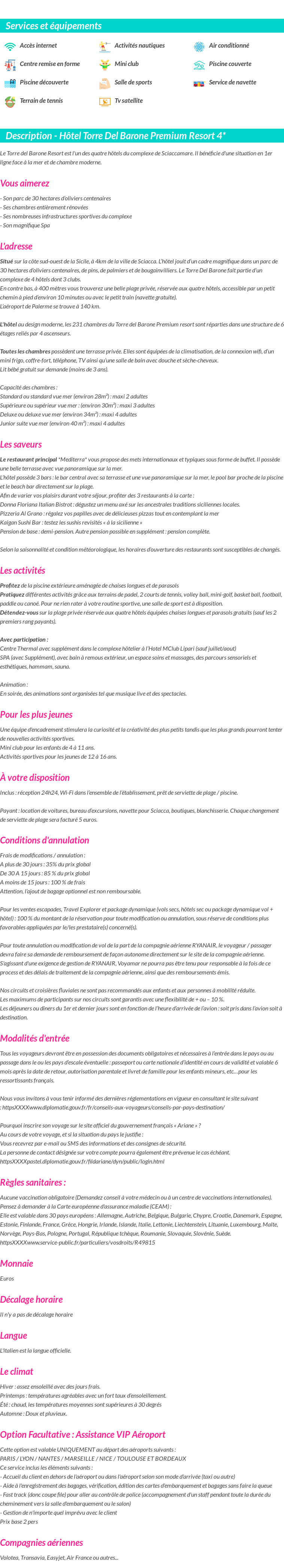Détails du séjour
