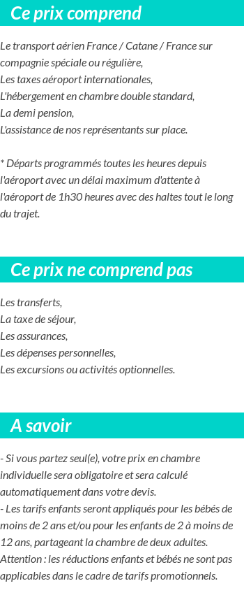 Conditions tarifaires