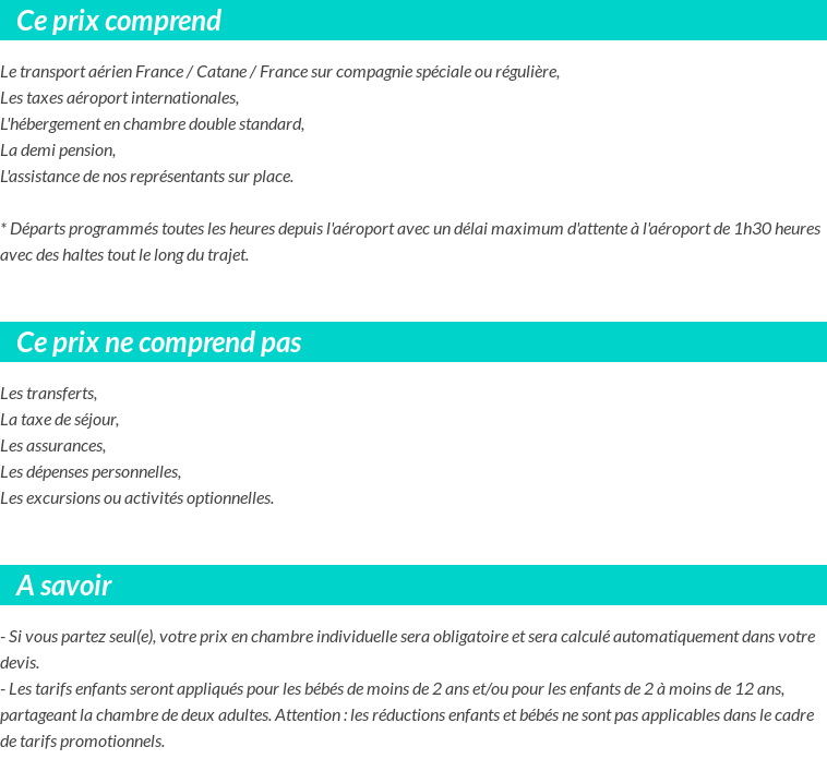 Conditions tarifaires