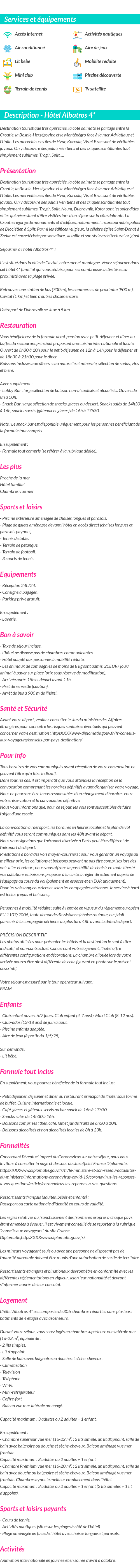 Détails du séjour