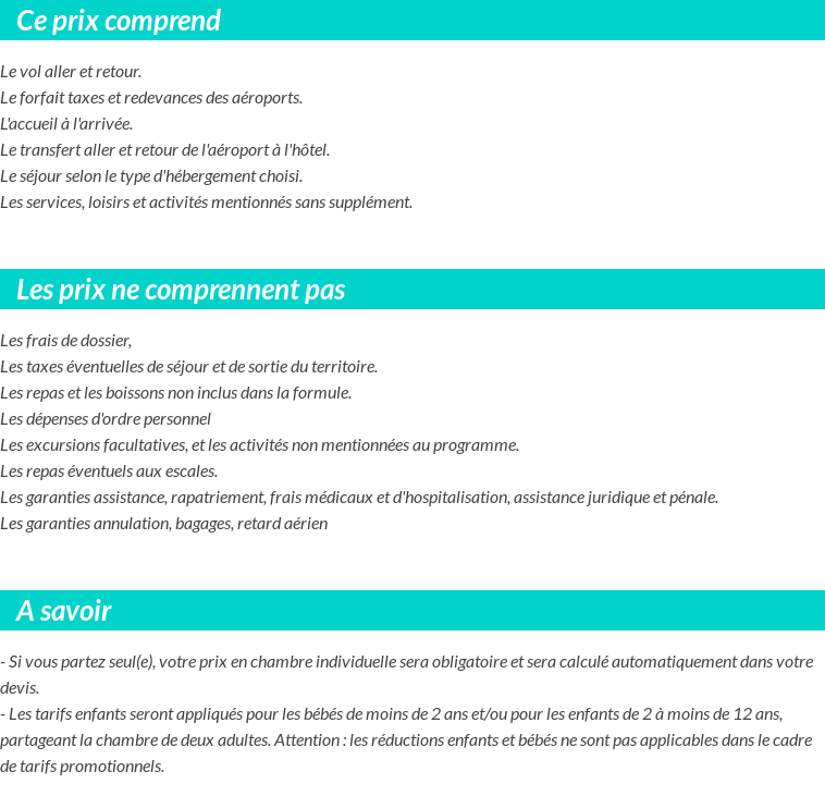 Conditions tarifaires