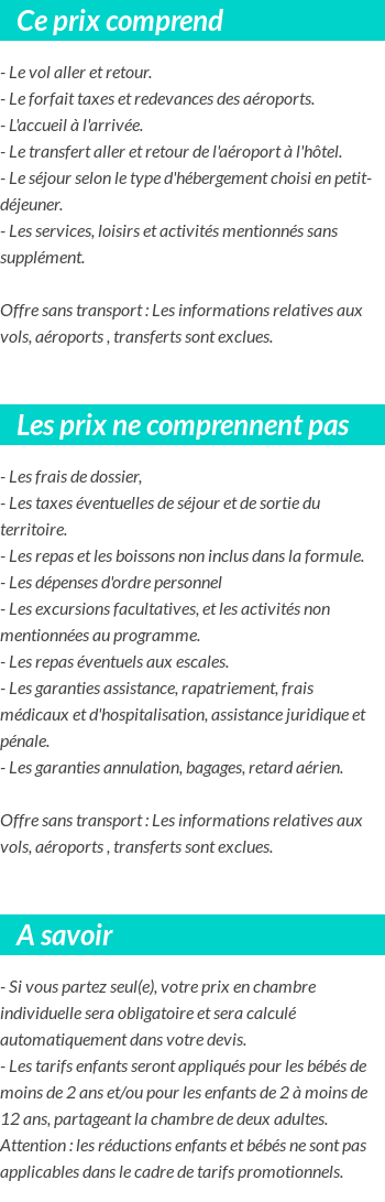 Conditions tarifaires