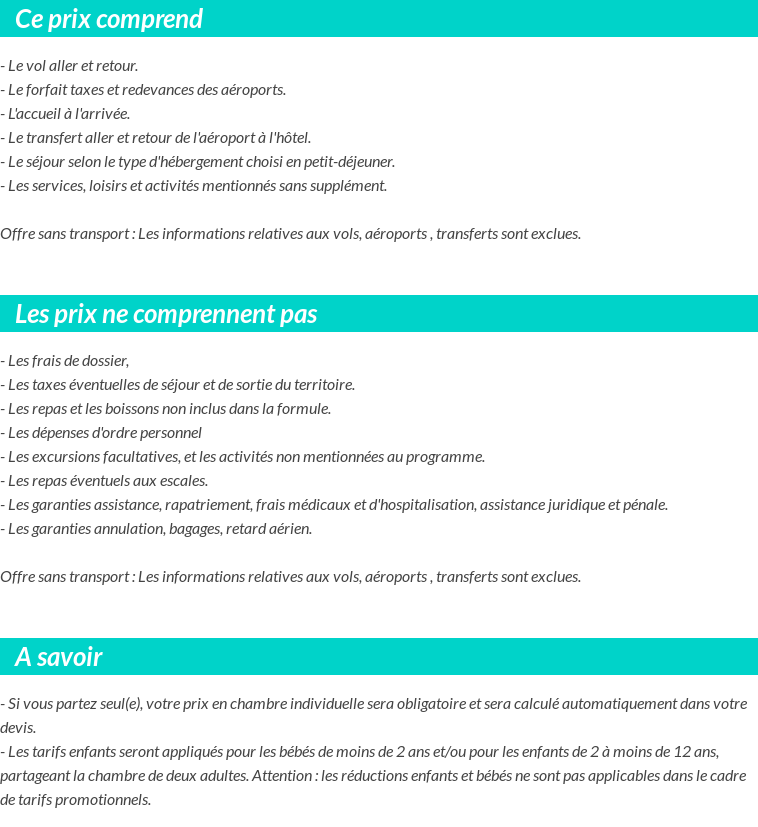 Conditions tarifaires